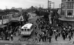 South Exit of Funabashi Station of the now-defunct Japanese National Railways (photographed in 1958)