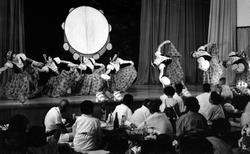 A dance troupe show.Besides the public bath facilities, dance troupe shows bolstered the popularity of the center in its early days (photographed in 1957)