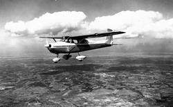 Commercial sightseeing flights in a light aircraft begin in 1958 (photographed in 1969)