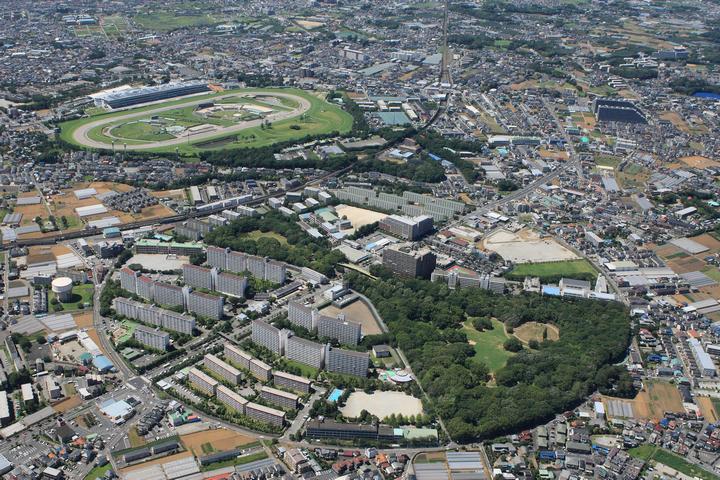 地図上で目を引く円形（行田地区）