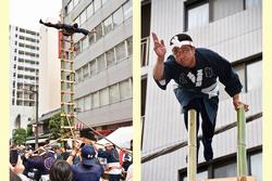 船橋市鳶職組合によるはしご乗りの妙技