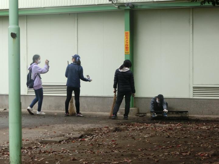 体育館裏側溝清掃