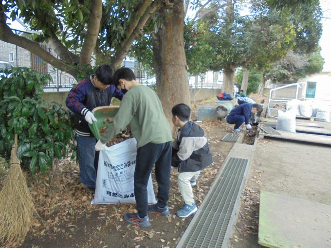 落ち葉清掃の様子