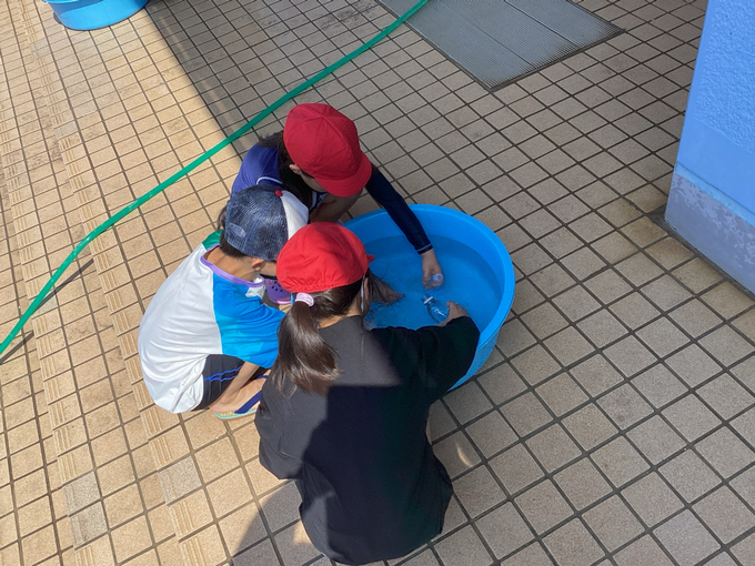 水遊びの準備