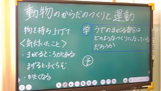 担任は電子黒板も使い、学び方を整理しています