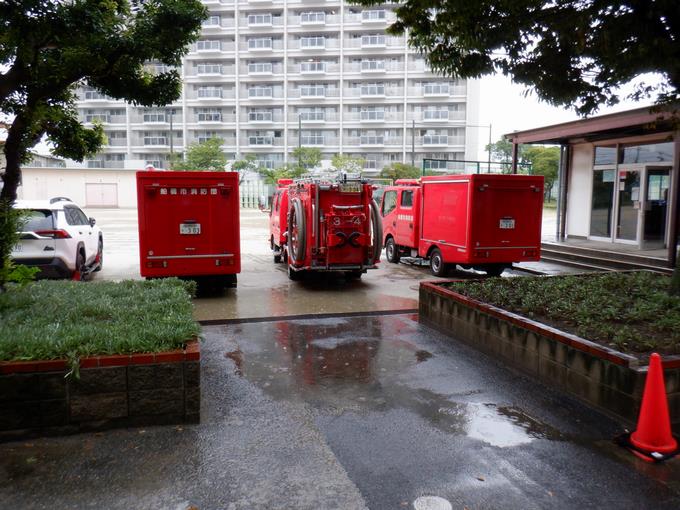 消防車で来校