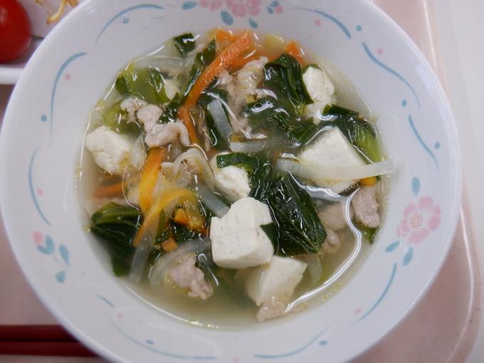 小松菜と豚肉の昆布だしｽｰﾌﾟ