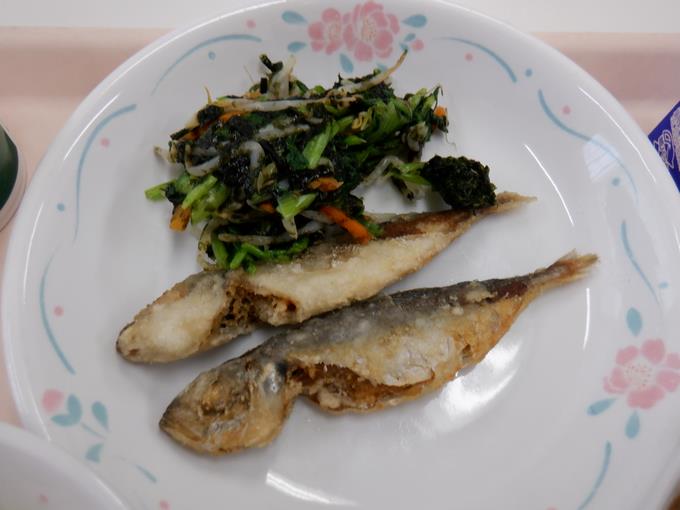 磯香あえ＆豆ｱｼﾞの唐揚げ