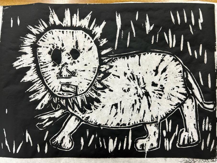 木版画(ライオン)