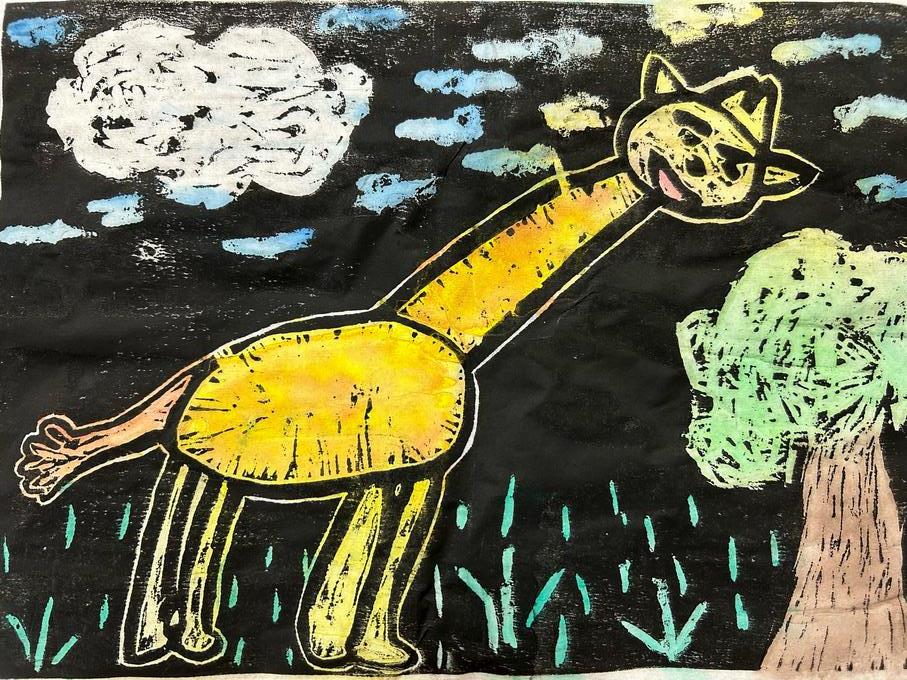 木版画(キリン)