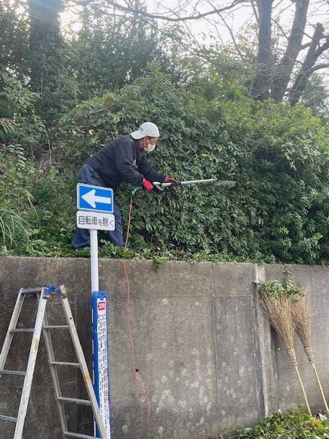 校庭側の崖の伐採