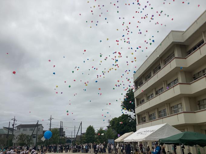 空高く飛んでいく風船