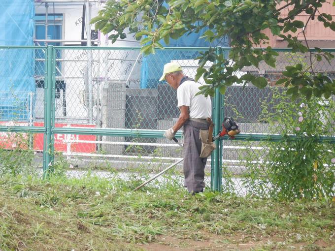 学校ボランティアの方が草刈りをしてくださいます