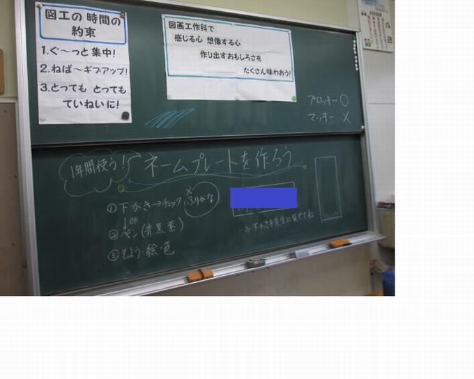 図工の授業(黒板)
