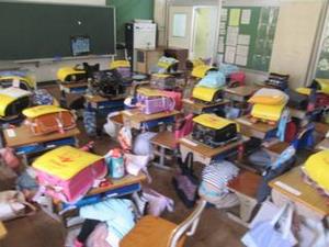 避難訓練の様子(1年生)