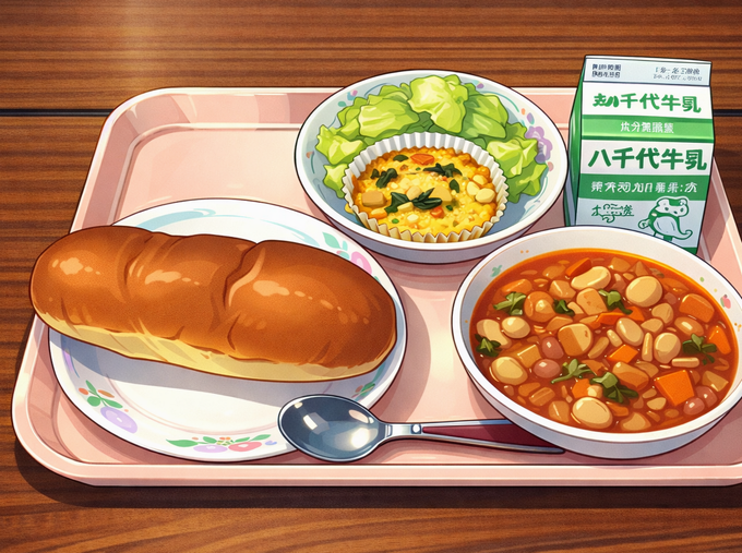 今日の給食の写真をAIでイラストにしてみました