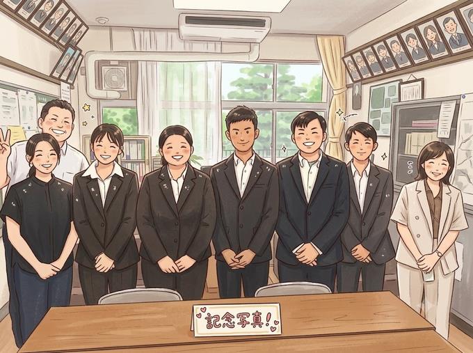 記念撮影のイラスト(AI)