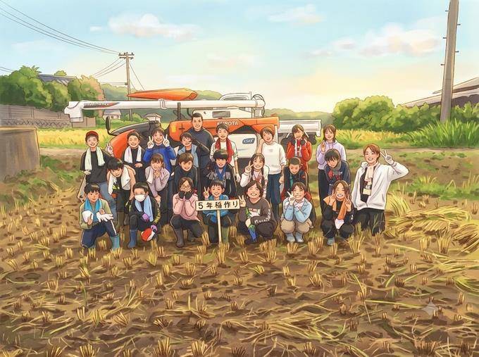記念撮影のイラストです（ＡＩ）