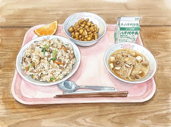 ＡＩによる給食のイラストです