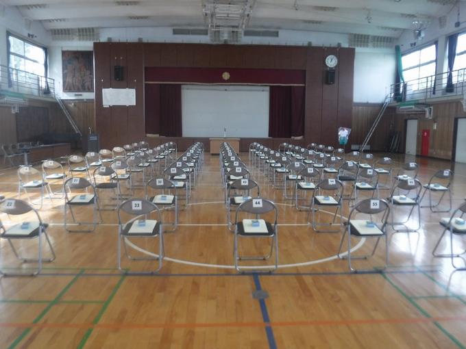 保護者入学説明会会場は体育館です