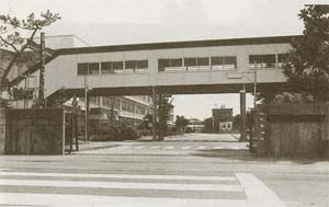 昭和56年　体育館への高架通路完成