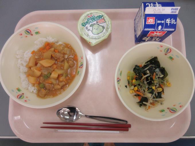 今日の給食(カレーライス)