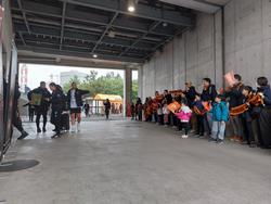 選手をお出迎え