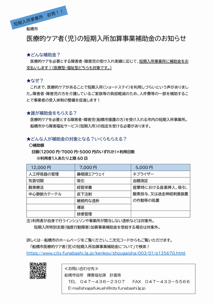 医療的ケアのチラシ