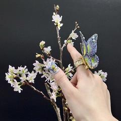 立体刺繍パープルグリーン蝶2