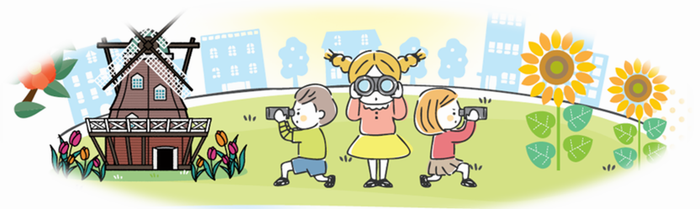 望遠鏡をのぞく子ども達