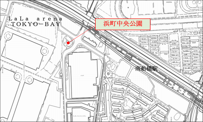 浜町中央公園付近の地図