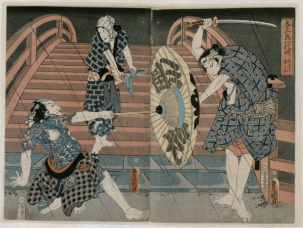 「こうもり安を切る」歌川国貞） 安政4（1857）年