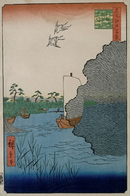 「利根川ばらばら松　名所江戸百景」（歌川広重） 安政4（1857）年