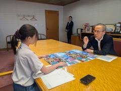 松戸市長（右）にインタビューしました