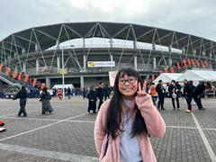 フクダ電子アリーナの前で記念に！