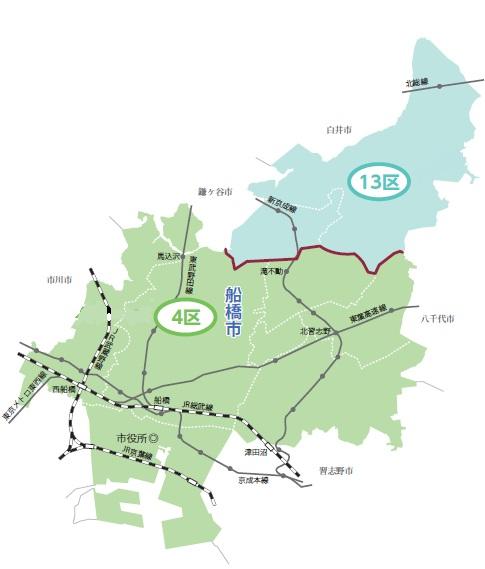 船橋市選挙区図